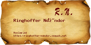 Ringhoffer Nándor névjegykártya